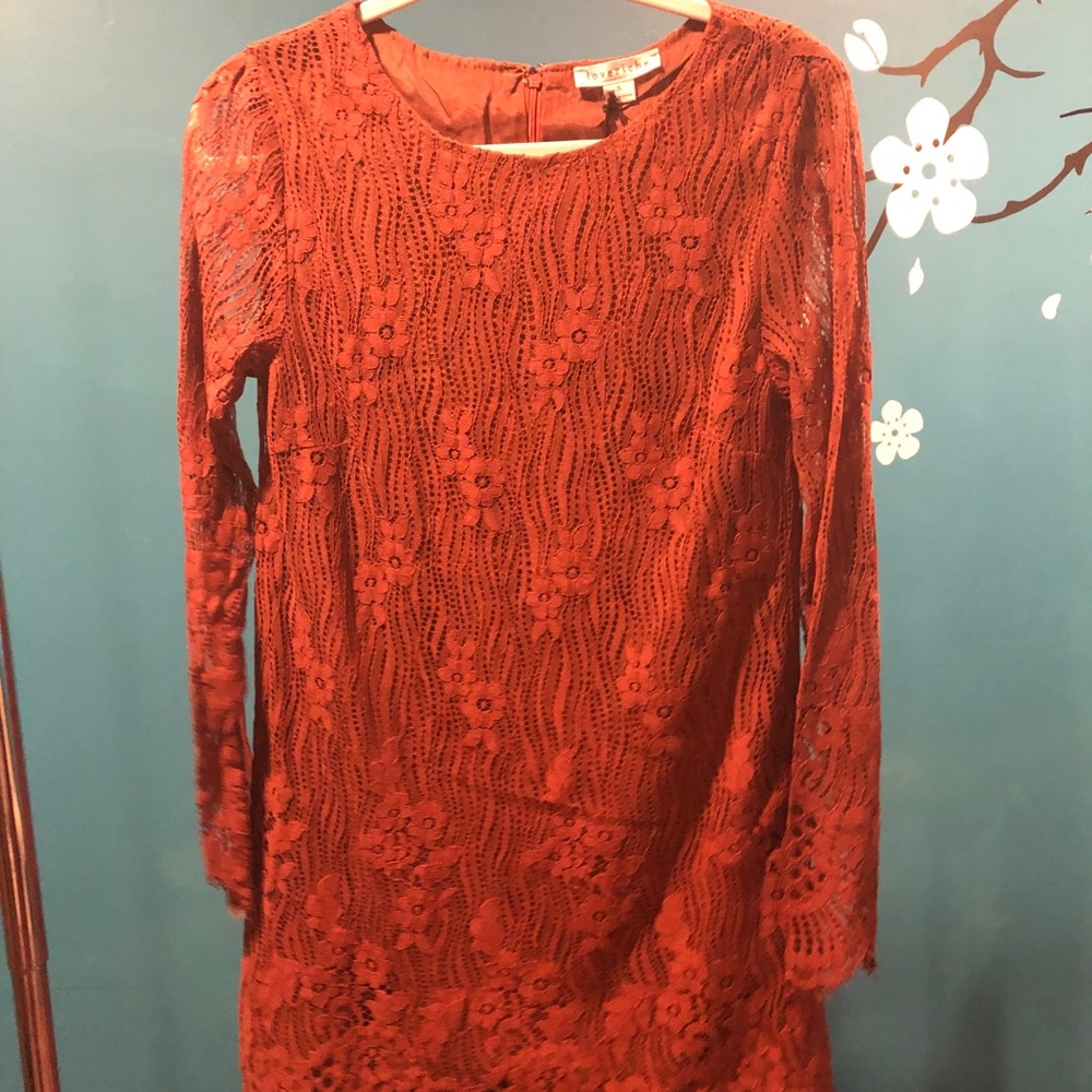 Lace long sleeved shift dress